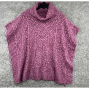 Mia & Tess Heather Cable Knit Turtleneck Poncho Sweater One Size Cottagecore NEW